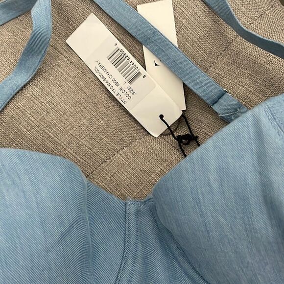 18 NWT 245.00 1 Fleur De Mail Cropped Twill Bustier Top Chambray Size Large - Picture 5 of 8